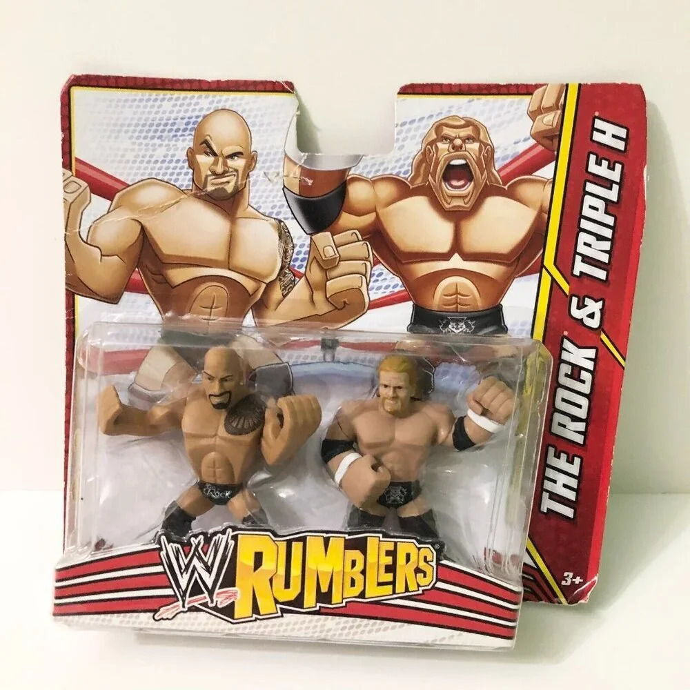 WWE Mattel Rumblers Dwayne Johnson The Rock and Triple H Two Pack Damaged Box